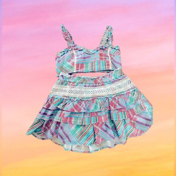 🍭LOVE SHACK FANCY🍭 - Matching crop top + high-rise layered skirt “SET”- XL - Picture 7 of 16